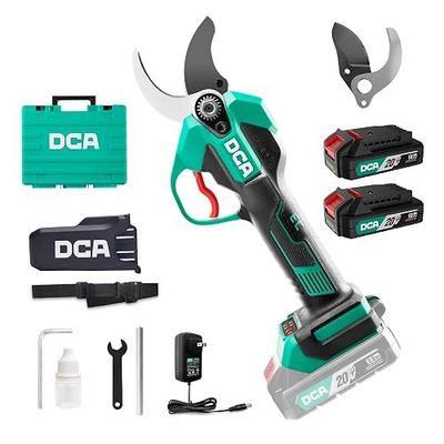 DCA Brushless 20V Battery Powered Electric Pruning Shears Cordless, 1.4" Power Pruner with SK5 High Carbon Steel Blade & 2 * 2.0Ah Batteries, Professional Tree Branch Cutter for Yard Garden