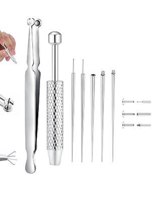GEMQUEEN Piercing Taper Ball Grabber Tool for Changing Jewelry - 14G 16G 18G 20G Stainless Steel Flat Back Earrings Applicator Tool Threadless Insertion Pin Thread Body Piercing Kit for Ear Nose Lip