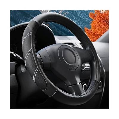 Osilly 14.5-15 Inch Steering Wheel Cover Leather Breathable, Black | Perforated surface, anti slip stylish design, stable hand contact, fits most cars SUVs and trucks, car interior accessories