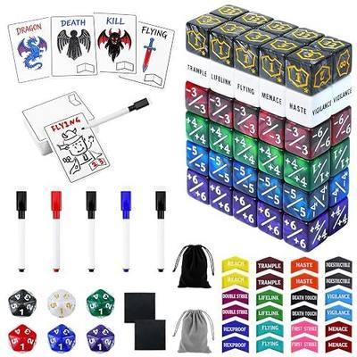 147Pcs MTG Dice Counters Set with Dry Erase Tokens, Reusable Proxy Tokens, Life Counter & Keyword Counters Compatible with Magic The Gatering TCG, MTG Commander Game Accessories