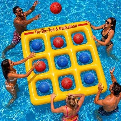 Pool Toy Games, Upgraded Tic-Tac-Toe & Basketball, Inflatable Anti-Wind Pool Games with 10 Basketball (5 Red & 5 Blue) – Pool Games for Adults Kids Teens& Family, Outdoor Summer Water Pool Party Toys