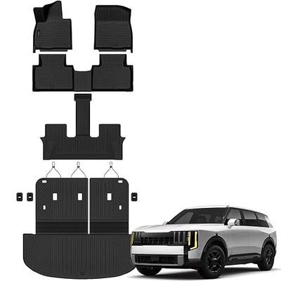 Auxko All Weather Floor Mats Cargo Mat with Backrest Mat for Kia Telluride 2027 (Gasoline Not for Hybrid) 7&8 Seater TPE Accessories Odorless Floor Liner Trunk Liner with Back Seat Protector