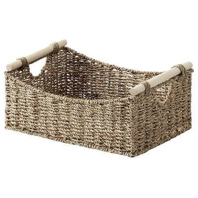 StorageWorks Large Wicker Baskets with Handles, Seagrass Basket, 1-Pack | Handwoven Wicker Baskets for Organizing,Seagrass Storage Basket,Woven Baskets for Storage,Wicker Basket Large,15" x 11" x 6¾"
