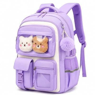 Attmu Kids Backpack for Girls, School Bag for Elementary Primary Students, Bookbag for Teens Middle School, Kawaii Ita Backpack - Purple