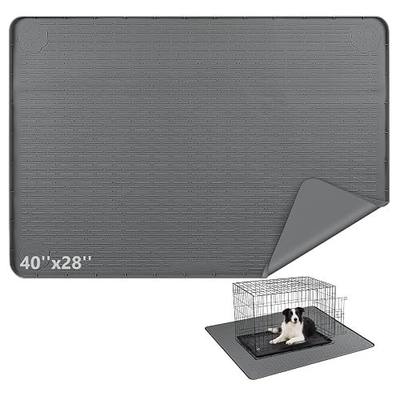 Silicone Dog Crate Mat 40"x 28" Under Dog Crate Kennel Pad Mat, Dark Grey | Extra Large Dog Cage Mat, Non-Slip Waterproof Dog Playpen Mat, Reusable Washable Dog Mat for Crate, Protect Floors