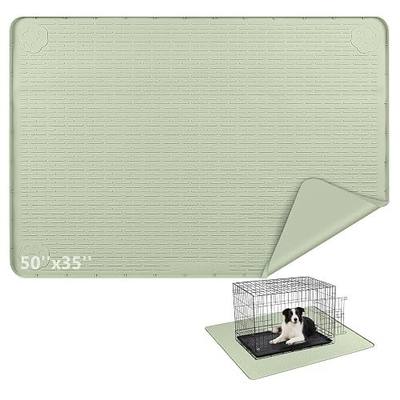 Silicone Dog Crate Mat 50"x 35" Under Dog Crate Kennel Pad Mat, Green | Extra Large Dog Cage Mat, Non-Slip Waterproof Dog Playpen Mat, Reusable Washable Dog Mat for Crate, Protect Floors
