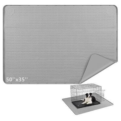 Silicone Dog Crate Mat 50"x 35" Under Dog Crate Kennel Pad Mat, Light Grey | Extra Large Dog Cage Mat, Non-Slip Waterproof Dog Playpen Mat, Reusable Washable Dog Mat for Crate, Protect Floors