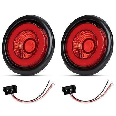 4" Round LED Trailer Lights Stop Turn Tail with Halo Ring | IP67 waterproof, universal 12V for trucks, trailers, RVs. Kit with grommets & pigtails. 32 bright LEDs.