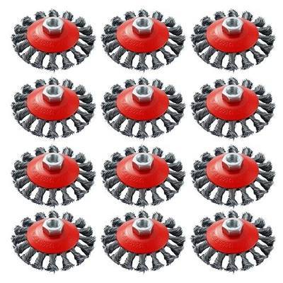 Wire Wheel for Angle Grinder for 4-1/2" Angle Grinder with 5/8"-11 Arbor | 12-Pack Carbon Steeel Angle Grinder Wheel, Wire Wheel Brush for Rust Removal, Paint Stripping & Metal Cleaning