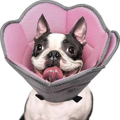 Soft Dog Cone for Dogs,Breathble Adjustable Dogs Recovery Collar | Protective Elizabethan Cones,E Collar Alternative to Stop Licking,Comfortable Dog Cones,Pink,M