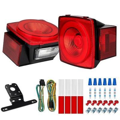 12V Square LED Trailer Light Kit – Stop Turn Tail Brake Running License Lights with Wiring Kit for Trailers, Trucks, RVs, Boats, Campers