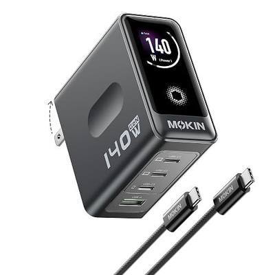 MacBook Charger, 140W USB C Charger Block, 4-Port GaN PD3.1 PPS, Fast Charging, Laptop Wall Charger Power Adapter, Touch Screen Smart Display for MacBook Pro/Air, iPhone iPad