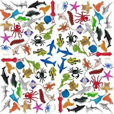 YOOHUA 96PCS Ocean Sea Animal Figures, Assorted Mini Vinyl Plastic Animal Toy Set, Realistic Under The Sea Life Figure Bath Toy for Child Educational Party Cake Cupcake Topper,Valentines Day Gift