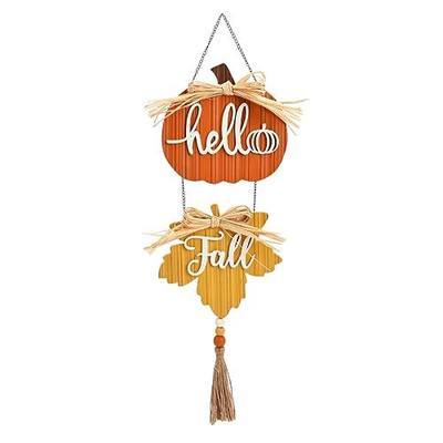 Valery Madelyn Fall Decorations for Home, Fall Wall Decor with Pumpkin and Maple Leaf, Rustic Farmhouse Fall Wreaths, Wooden Pumpkin Decor for Thanksgiving Autumn, 15 inch