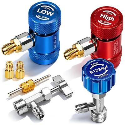 VIVOHOME R1234yf Adapter Tool Kit with Quick Couplers and Can Taps | Self Sealing and Puncture Can Taps, Tank Adapter and Valve Core Remover for 1/4" and 1/2" HVAC Charging Hoses