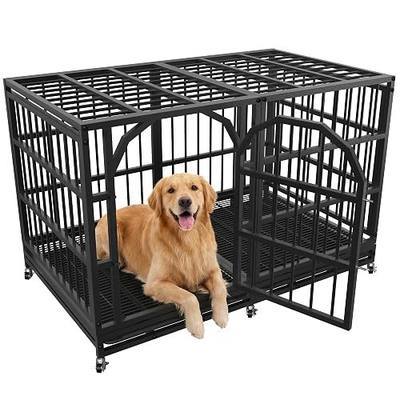 Asee'm 48 Inch Heavy Duty Dog Crate for Large Dogs Escape Proof, Black | Indestructible High Anxiety Dog Crate with Wheels Large Big Impact Dog Cage Kennel Indoor with Locks & Removable Trays