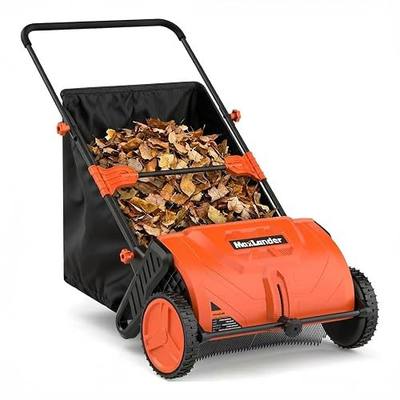 MAXLANDER 21-Inch Push Lawn Sweeper, Manual Yard Leaf Sweeper with Adjustable Height and 3.5 Cu. Ft. Large Hopper, Walk-Behind Grass & Leaf Collector for Lawn, Yard and Garden Debris