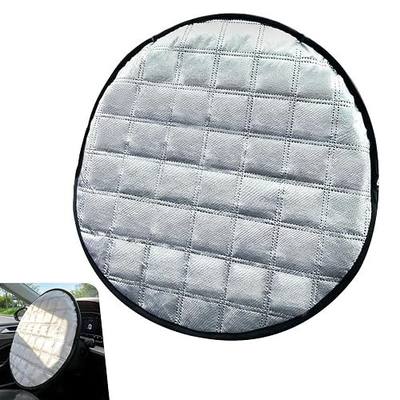 1 PC Car Steering Wheel Sun Shade, 16.93" Aluminum Foil Material Car Driving Handle Cover, Thickened Slip-on Steering Wheel Sunshade Protector, Universal for Most Cars SUVs Trucks (Silver)