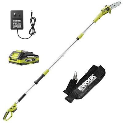 EWORK Electric Pole Saws for Tree Trimming 20V 8-Inch Cordless Pole Chainsaw 6.5 Lbs, Extension to 14.2-Ft, Auto Oiling Pole Saw Battery Powered with Battery & Fast Charger for Branch Pruning & Pruner