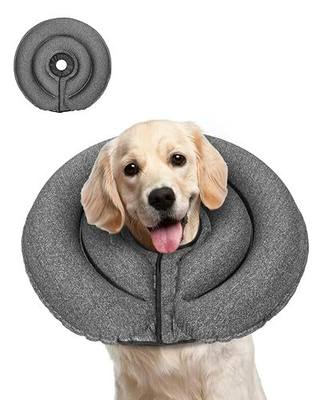 MIDOG Dog Cone Collar for Large Medium Dogs, Soft Inflatable Dog Cone Alternative After Surgery, Adjustable Protective Recovery Cone - Patented Alternative E Collar Does Not Block Vision (Gray-L)
