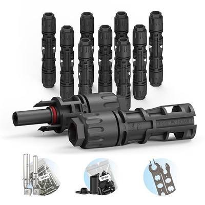 CHINT UL 6703 & TÜV Certified Solar Panel Connectors (10 Pairs), 1500V 46A DC MC4-Compatible PV Cable Connectors Kit for 10/12 AWG Solar Wire with Dust Caps & Spanners