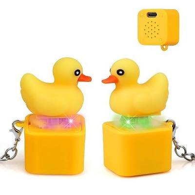 ATESSON Duck Keychain Keyboard Button Sound Fidget Toys 2Pack Rechargeable with Sound and Colorful Lights Stress Anxiety Relief Adults Keyboard Clicker Fidget Keychain Toy 2PCS