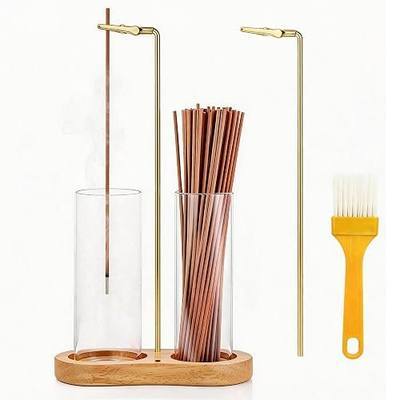 Glass Incense Holder, 2 in 1 Hanging Incense Burner Holder with Ash Catcher & Storage | Cute Boho Decor for Meditation, Yoga, Spa | Stick Incense Holder, Censer, Incense Tray Alternative (Natural)