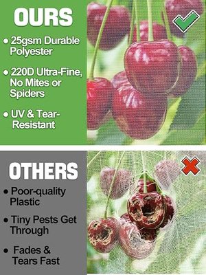 6pcs 4ft x 5ft Insect Bird Netting for Garden - Ultra-Fine Blueberry Bush Netting Cover with Drawstring for Garden Protection Flower Tomato, Plant Protectors from Animals
