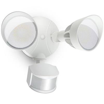 45W 5500LM PIR Motion Sensor Outdoor Lights, Dual Head LED Flood Light, 5000K Daylight, IP65 Waterproof Hardwired Dusk to Dawn Motion Detector Security Light for Outside Garage Yard (White)