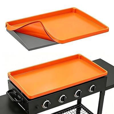 Silicone Griddle Mat for Blackstone Accessories, Waterproof Dustproof Full-Wrap Criddle Cover, 28" All-Encompassing Coverage Duty Griddle Mat(Not fit 28XL/Pro) (Full Coverage: Orange, 28 Inch)