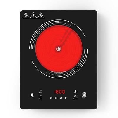 VBGK Single Burner Electric Cooktop,110V 1800W Electric Stove Top with LED Touch Control,10 Power Levels, 4HTimer, Safety Lock, portable cooktop Overheat protection