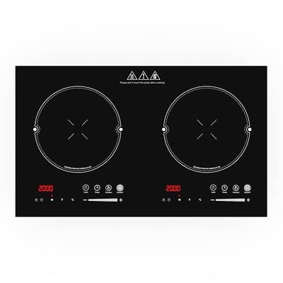 VBGK 2 burner cooktop,110V 4000W 2 burner induction stove top with Brushed Panel LED touch Control, induction cooker with 8 Power Levels, Kids Lock & 4H Timer