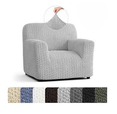 PAULTO BY GA.I.CO. Stretch Sofa Slipcovers – Soft Elastic Fabric Couch Cover for Armchair Loveseat 3-Seater & 4-Seater Sofa Cover – Non-Slip Furniture Protector Washable - Light Grey (21"-39" Wide)
