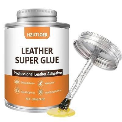 Leather Glue 120ML/4OZ,Leather Repair Cement with Brush,Professional Leather Adhesive for Repairing Leather Sofa,Shoes,Bags,Jackets,Furniture,Waterproof Flexible High Strength