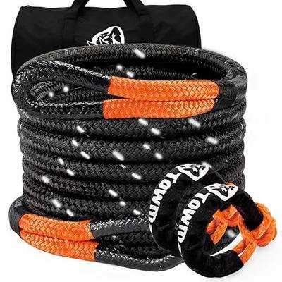 Kinetic Recovery Tow Rope, 1in x 30ft Offroad Snatch Strap | 48,000lb Break Strength, 35% Elasticity Energy Offroad Snatch Strap with 2 Soft Shackles for Jeep,Offroad Vehicle,UTV,Tractor