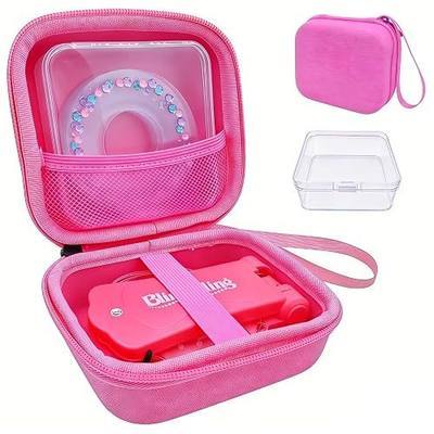 Storage Case for Blinger Diamond Starter Set, 2-in-1 EVA Organizer with Removable PP Gem Box, Kids Hair Styling Tool Travel Kit for Press Tool & Acrylic Gems (Only Case) (Pink)