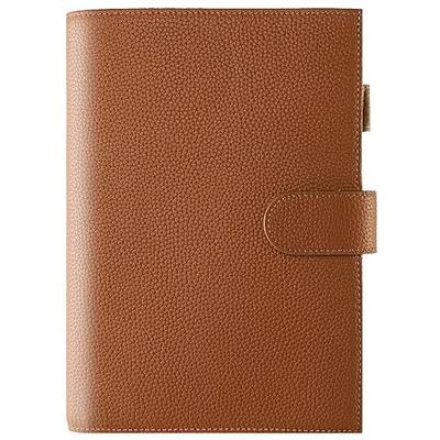 Genuine Leather A5 Notebook Cover Fits Hobonichi Cousin, Stalogy, LEUCHTTURM1917 and Midori MD Planners, with Pen Loop, Card Slots, Bookmarks and Back Pocket(Brown)