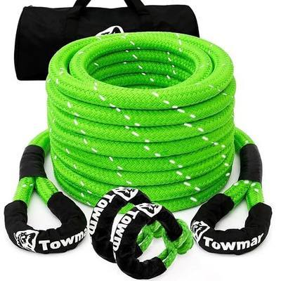 Kinetic Recovery Tow Rope, 1in x 30ft Offroad Snatch Strap | 48,000lb Break Strength, 35% Elasticity Energy Offroad Snatch Strap with 2 Soft Shackles for Jeep,Offroad Vehicle,UTV,Tractor