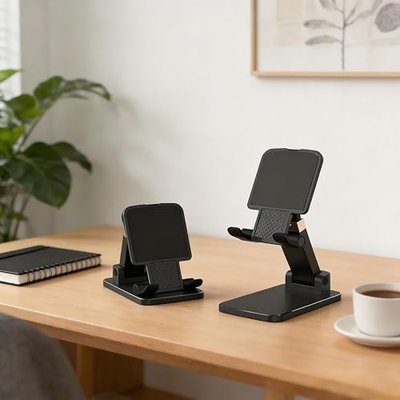 Adjustable Cell Phone Stand for Desk - Foldable Desktop Phone Holder Compatible with All 4-10 Inches Smartphone and Tablet for Workspace Organizers(1Pack)
