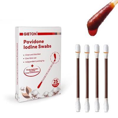 FSA | HSA Eligible 25-Count Povidone Iodine Swabs, Iodine Swabsticks, Wound Care, First Aid Kits, Nasal & Ear Gentle Care and Emergency Care for The Whole Family.