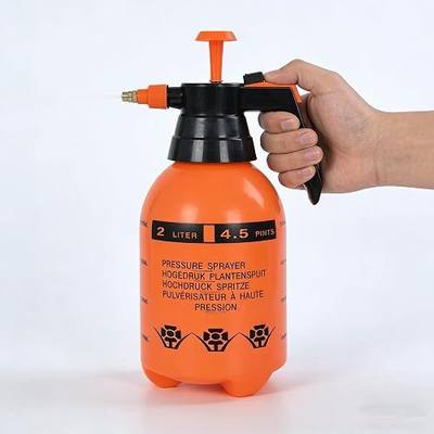 2L Handheld Garden Pump Sprayer 0.5 Gallon Water Mist Spray Bottle for Plants with Adjustable Brass Nozzle Orange (2L Orange)