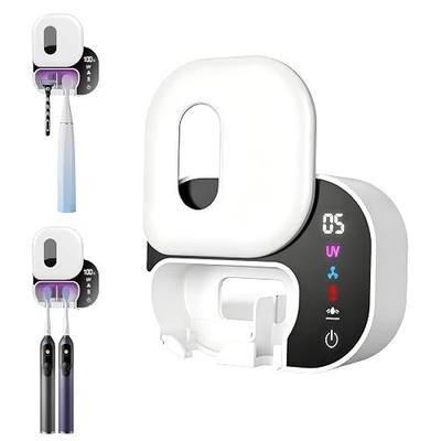 Upgraded Toothbrush Cleaner Holder Wall Mounted, Razor Electric Toothbrush Holder for Bathroom, LED Smart Screen, with Auto-Inductive Cover, Air Drying and 60-Degree Drying, for Home, Travel
