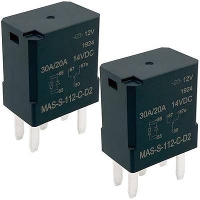 MAS-S-112-C-D2 Micro Relay (2-Pack), 12V 30A 5-Pin Automotive Power Relay, Compatible with Aftermarket Car Alarms and HVAC Controls, Replacement for MAS-S-112-C-D2