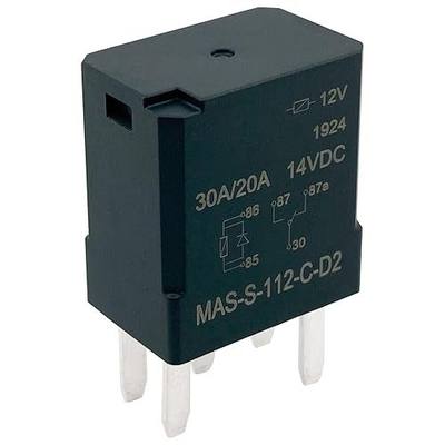 MAS-S-112-C-D2 Automotive Micro Relay (1-Pack), 12V DC 5-Pin SPST/SPDT, 30A/20A High Power Replacement for Car Cooling Fan, Fuel Pump and Lighting Control Systems