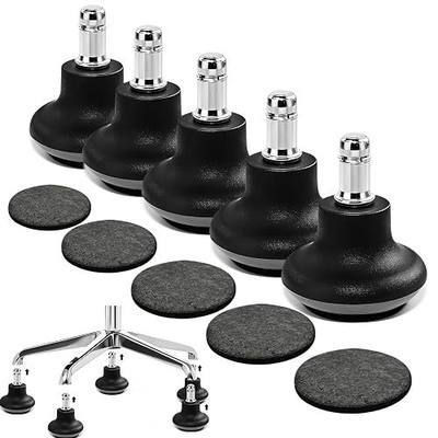 5-Pack Chair Wheel Stoppers - Convert Swivel Casters to Fixed Non-Rolling Casters with Self-Adhesive Felt Pads for Carpet & Hard Floor Protection - Prevent Chair Movement & Floor Scratches