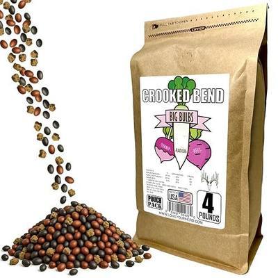 Crooked Bend, Big Bulbs, 4 LBS, Fall Food Plot Seed Mix for Whitetail Deer & Wild Turkey, No Till & No Plow, Throw & Grow Radish, Turnip & Sugar Beet Seeds, Plants up to 0.67 Acres