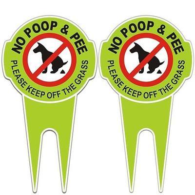 2 Pcs No Poop Dog Signs with Stake 12.0" x 6.5", Double Sided No Pooping Dog Sign for Yard Politely Reads - Please Keep Off The Grass - Stop Dogs from Pooping or Peeing On Your Lawn