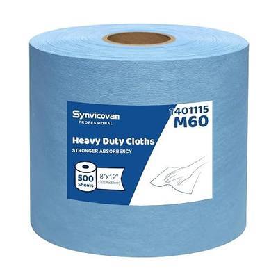 Jumbo Roll Industrial Cleaning Wipes, Super Absorbent Heavy Duty Cloths, Blue (1 Roll of 500 Sheets, 12"x 8" Each Sheet)