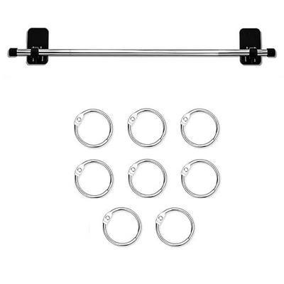 Flip Calendar Rod for Classroom with 8 O Rings, Adjustable16-30inch | Strong Adhensive Tapes, Calendar Holder for Wall & Whiteboard, Mini Date Chart Cards Anchor Crafts Decoration Accessories