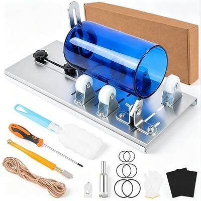 Reonite 16 PCS Upgraded Glass Bottle Cutter Kit | Glass Bottle Cutting Tool for Round Wine Beer Champagne Liquor Bottles, DIY Kit with Extra Blades, Gloves & Sandpaper